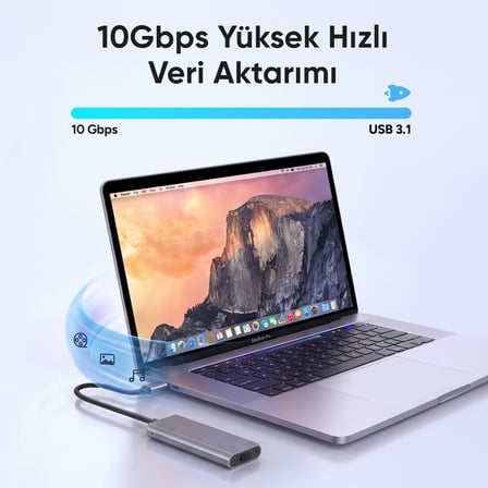 Juo JHD35 M.2 SATA ve NVMe SSD Dual Protocol Disk Kutusu Type-C USB 3.1 10Gbps Alüminyum 4TB Destekli Harici SSD Disk Kutusu