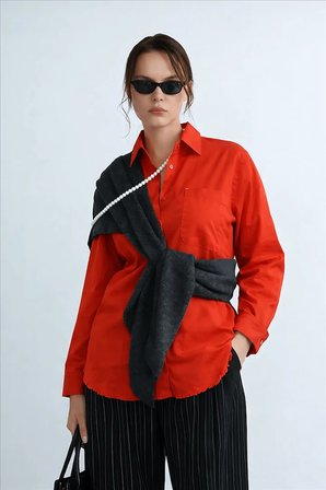 Fashion Friends Etek Ucu Püsküllü Kadın Gömlek 26Y0390K1