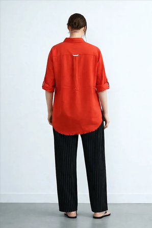 Fashion Friends Etek Ucu Püsküllü Kadın Gömlek 26Y0390K1