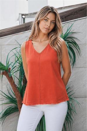 Fashion Friends Rahat Kalıp V Yaka Basic Bluz Bayan BLUZ 26Y0530K1 KİREMİT
