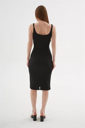 Fashion Friends Kare Yaka Kadın Midi Elbise 26Y0299K1