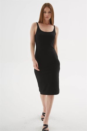 Fashion Friends Kare Yaka Kadın Midi Elbise 26Y0299K1