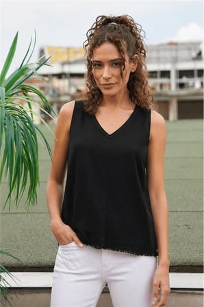 Fashion Friends Rahat Kalıp V Yaka Basic Bluz Bayan BLUZ 26Y0530K1 SİYAH