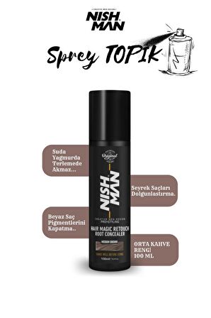 Root Touch Up Sprey / Saç Dolgunlaştırıcı Ve Seyrek Kapatıcı Sprey Topik/ Suda Yağmurda Akmaz 100 ml