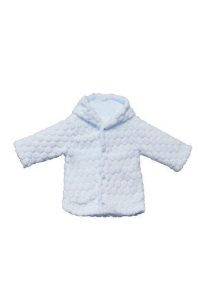 Unisex Bebek Mavi Kapşonlu Velboa Hırkası