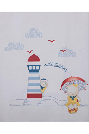 Bebek Beyaz Kırmızı Şemsiyeli Battaniye