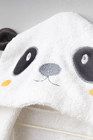 Sevimli Panda Figürlü Bamboo Bebek Bornoz Seti 0-2 Yaş Kutulu