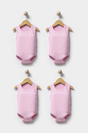 Bebek Basic Ribana Bisiklet Yaka 4'lü Atlet Body %100 Pamuk