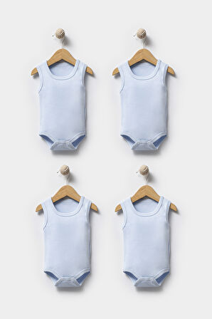 Bebek Basic Ribana Bisiklet Yaka 4'lü Atlet Body %100 Pamuk