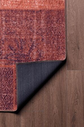 Artloop Patchwork Desenli Jazz Dekoratif Turuncu Halı AL 62