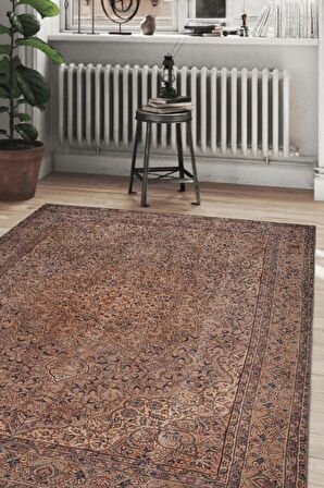Artloop Vintage Blues Dekoratif Kahve Halı AL 25