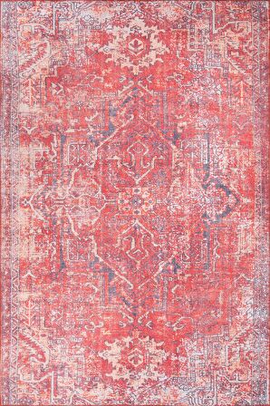 Artloop Vintage Blues Dekoratif Kırmızı Halı AL 269