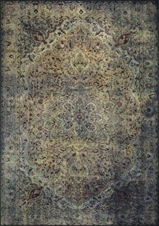 Artloop Vintage Blues Dekoratif Yeşil Halı AL 23