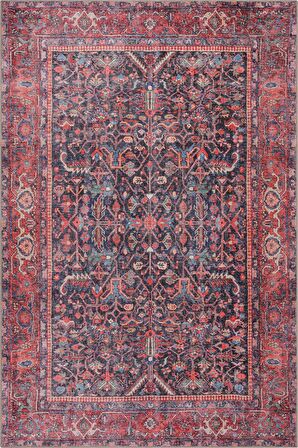Artloop Vintage Blues Dekoratif Kırmızı Halı AL 354