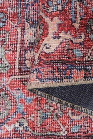 Artloop Vintage Blues Dekoratif Kırmızı Halı AL 354