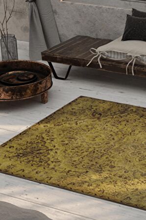 Artloop Vintage Blues Dekoratif Sarı Halı AL 24