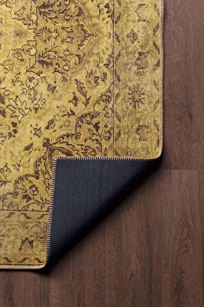 Artloop Vintage Blues Dekoratif Sarı Halı AL 24