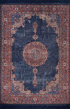 Artloop Vintage Blues Dekoratif Lacivert Halı AL 87