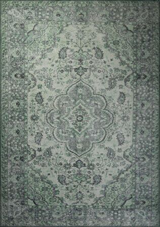 Artloop Vintage Blues Dekoratif Yeşil Halı AL 139
