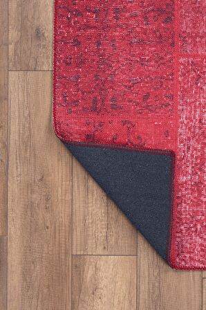 Artloop Patchwork Desenli Jazz Dekoratif Kırmızı Halı AL 164