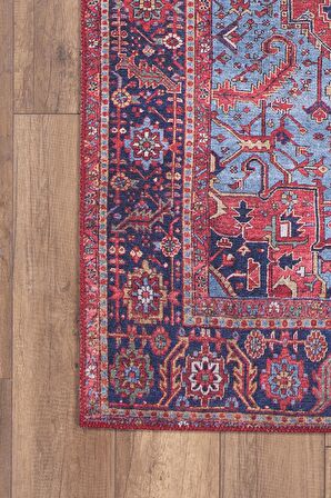 Artloop Vintage Blues Dekoratif Bordo Halı AL 162