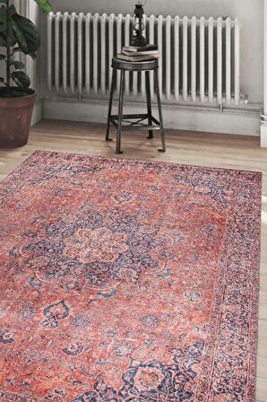 Artloop Vintage Blues Dekoratif Kırmızı Halı AL 370