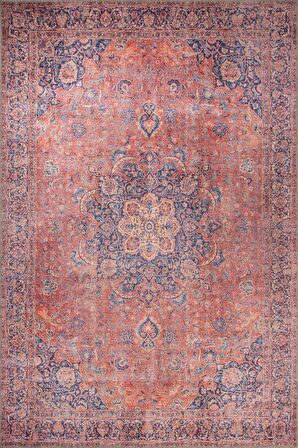 Artloop Vintage Blues Dekoratif Kırmızı Halı AL 370