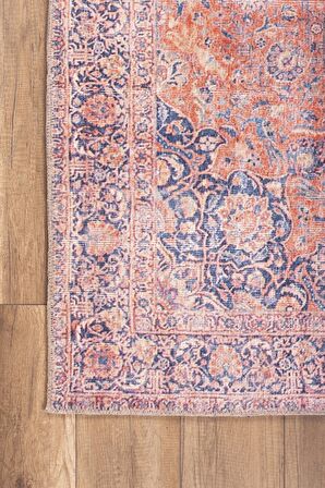 Artloop Vintage Blues Dekoratif Kırmızı Halı AL 370