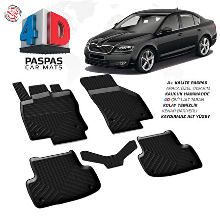 Skoda Octavia A7 4D Havuzlu Paspas OMSA 2013 2014 2015 2016 2017 2018 2019 2020 2021 2022 2023 2024