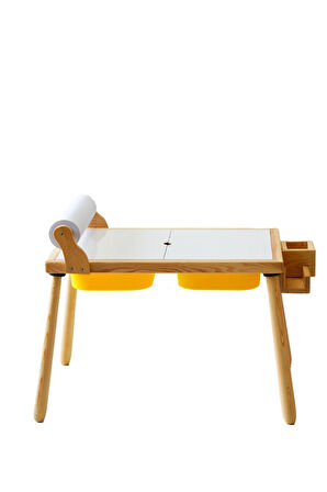 Ahşap Duyusal Çocuk Aktivite Masası (Rulo Kağıt Hediyeli)