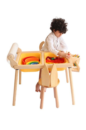 Rulo Aparatlı Duyusal Etkinlik Masası + 1 Sandalye