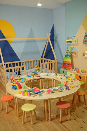 SEKİZ PARÇALI YUVARLAK GRUP ETKİNLİK MASASI