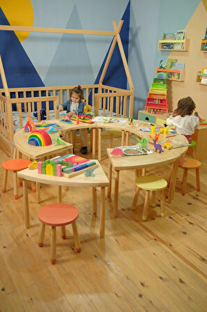 SEKİZ PARÇALI YUVARLAK GRUP ETKİNLİK MASASI