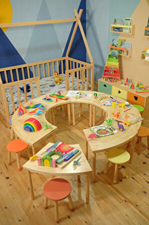 SEKİZ PARÇALI YUVARLAK GRUP ETKİNLİK MASASI