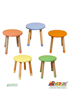 Wood & Joy Doğal Ahşap Renkli Çocuk Tabure (LİLA)
