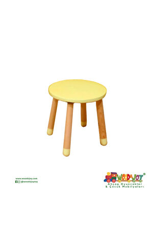 Wood & Joy Doğal Ahşap Renkli Çocuk Tabure (SARI)