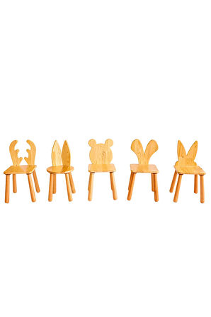 Wood & Joy Doğal Ahşap Çocuk Sandalye Geyik
