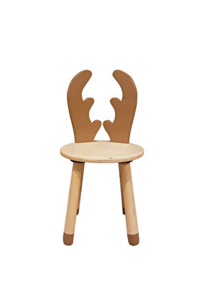 Wood & Joy Doğal Ahşap Renkli Çocuk Sandalye Geyik