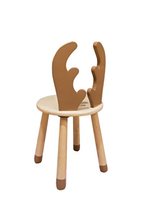 Wood & Joy Doğal Ahşap Renkli Çocuk Sandalye Geyik