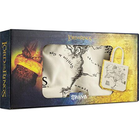 Mabbels Lisanslı The Lord Of The Rings Orta Dünya Haritası Bez Çanta Gabardin Krem