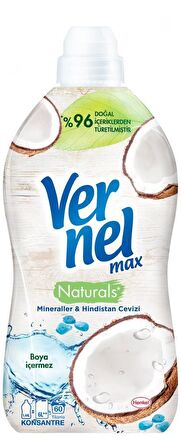 Vernel Max Naturals Şakayık & Beyaz Çay & Hindistan Cevizi & Taze Gül Beyazlar ve Renkliler İçin Konsantre Yumuşatıcı 3 x 1440 ml 180 Yıkama