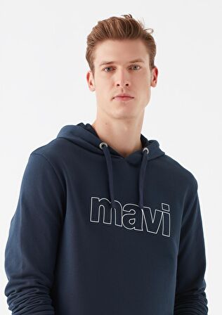 Mavi Logo Baskılı Kapüşonlu Lacivert Sweatshirt 065606-28417