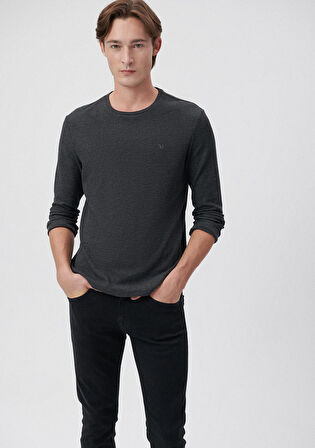 Mavi Uzun Kollu Gri Tişört 065755-29758