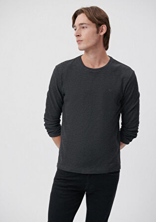 Mavi Uzun Kollu Gri Tişört 065755-29758