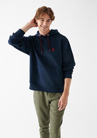 Mavi Logolu Kapüşonlu Lacivert Sweatshirt 065809-29743