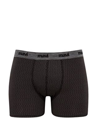 Mavi Geometrik Desenli Siyah Boxer 092083-900