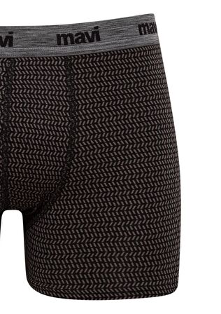 Mavi Geometrik Desenli Siyah Boxer 092083-900
