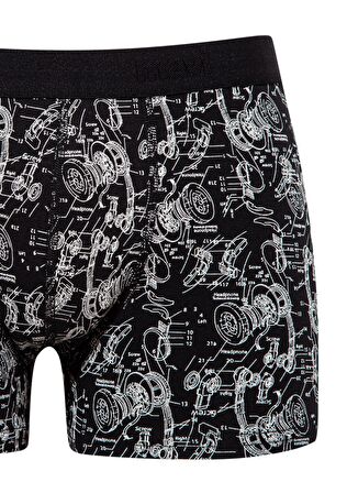 Mavi Desenli Siyah Boxer 092070-900