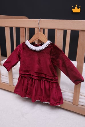 Babyhola Kız Bebek Çocuk Şık Bayramlık Nostaljik Kadife Elbise 13542