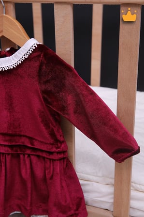 Babyhola Kız Bebek Çocuk Şık Bayramlık Nostaljik Kadife Elbise 13542